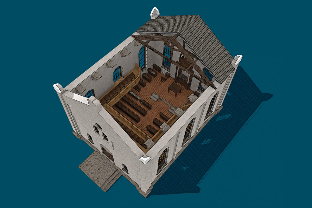 Illustrative 3D Visualisierung der Synagoge Schwedt Draufsicht
