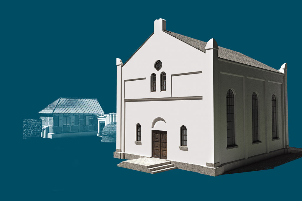 Illustrative 3D Visualisierung der Synagoge Schwedt frontal
