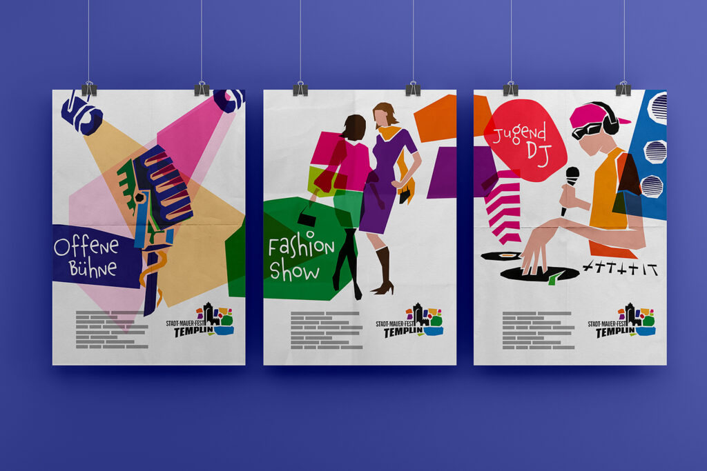 Plakatdesign für das Stadtfest Templin mit Illustrationen